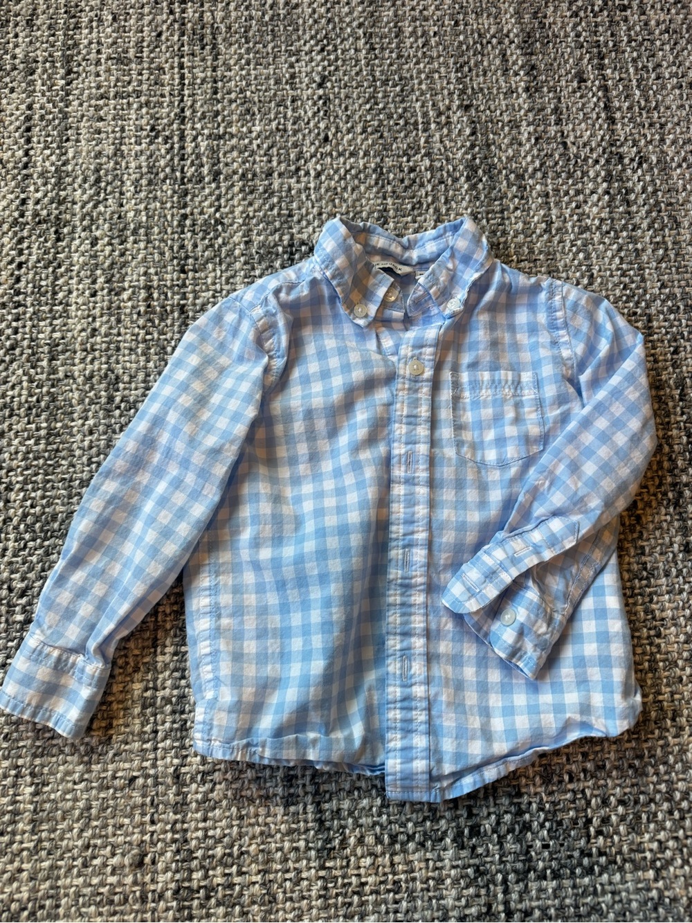 Janie and Jack Blue and White Gingham Button-Up Shirt